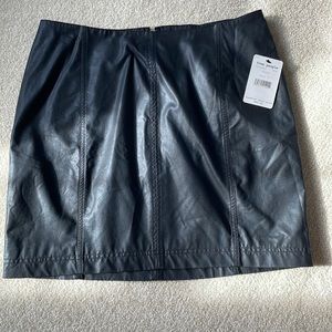 Free People Black Vegan Leather Mini Skirt